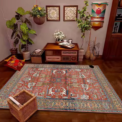 Tapis Ethnique Rétro Style Boho pour Salon et Chambre - Décoration Marocaine Grand Format