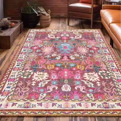 Grand Tapis Nordique Marocain Bohème pour Salon et Chambre - Décoration Maison Résistante