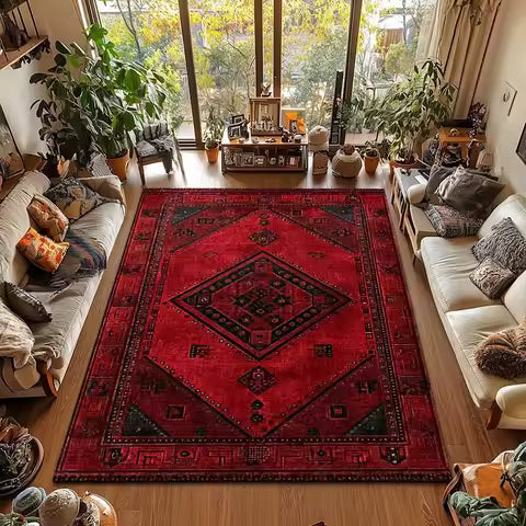 Tapis Bohème Marocain Antidérapant en Velours pour Entrée, Salon et Chambre
