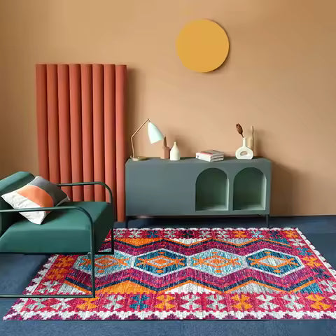 Tapis Bohème Ethnique Grande Taille pour Salon et Chambre - Style Marocain