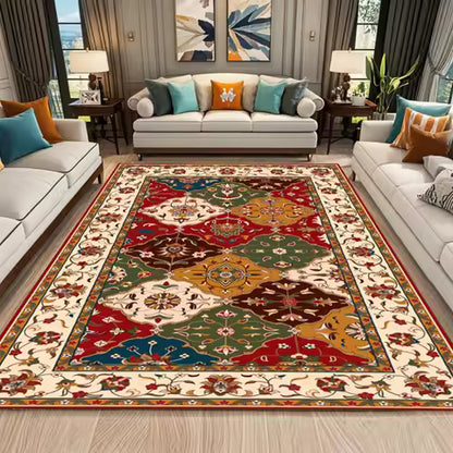 Tapis Marocain Vintage Rouge Style Persan Bohème - Antidérapant pour Salon & Chambre