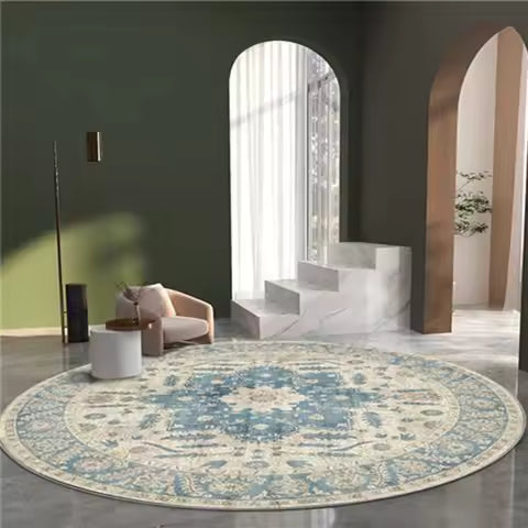 Tapis Rond Style Marocain pour Salon et Chambre - Décoration Moderne et Lavable