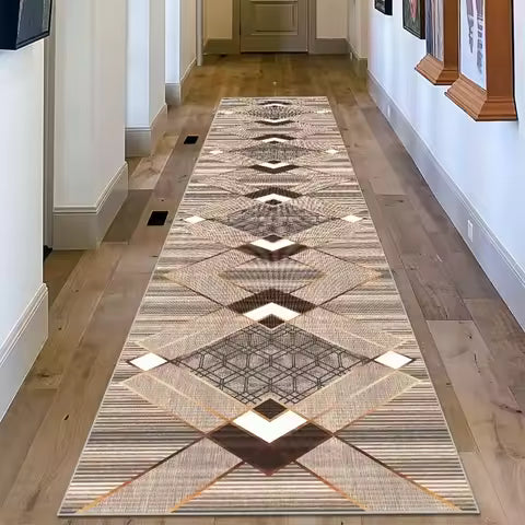 Tapis de couloir géométrique marocain antidérapant - Long pour cuisine, buanderie, chambre