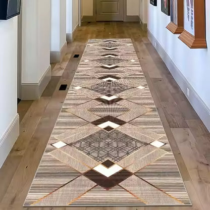 Tapis de couloir géométrique marocain antidérapant - Long pour cuisine, buanderie, chambre