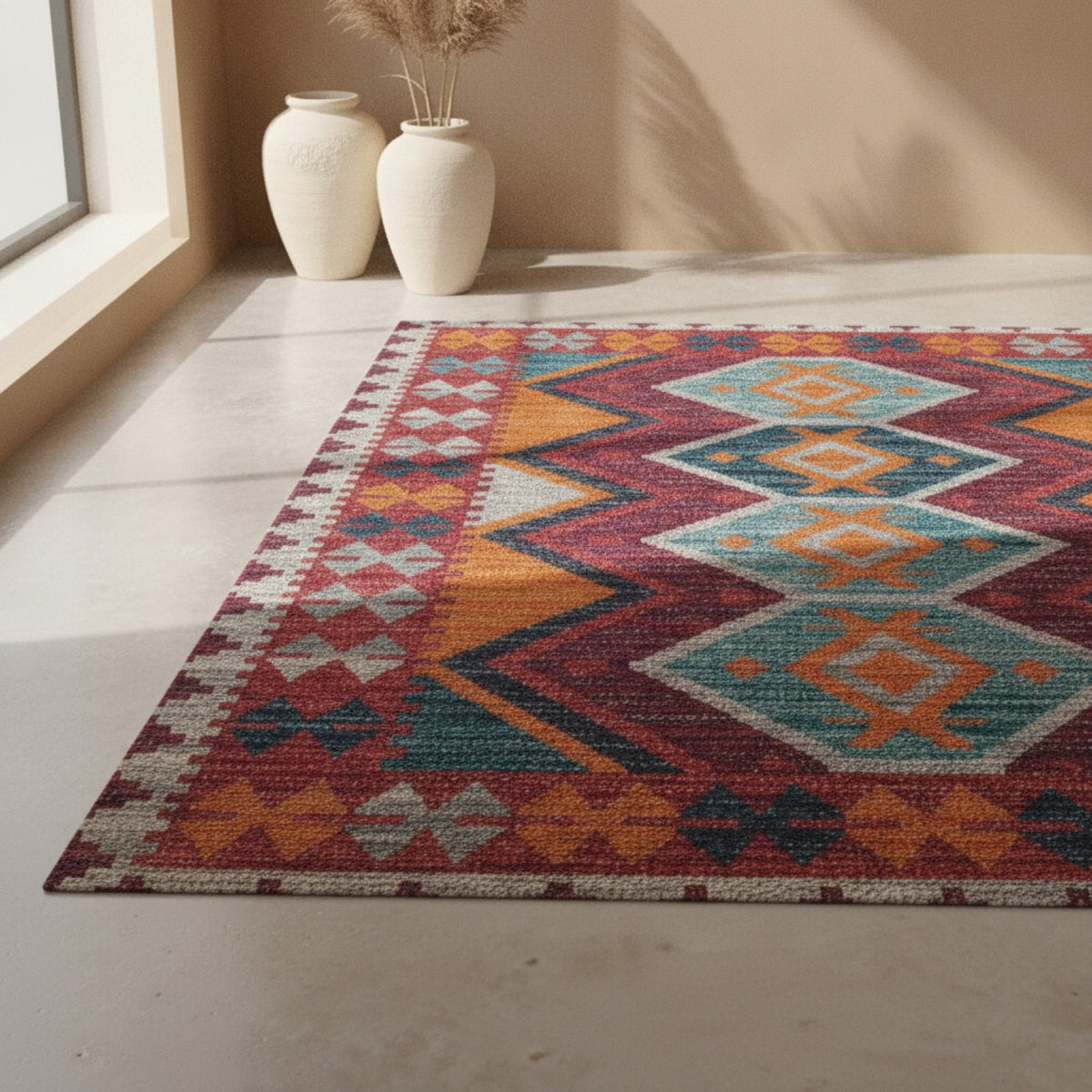 Tapis Bohème Ethnique Grande Taille pour Salon et Chambre - Style Marocain