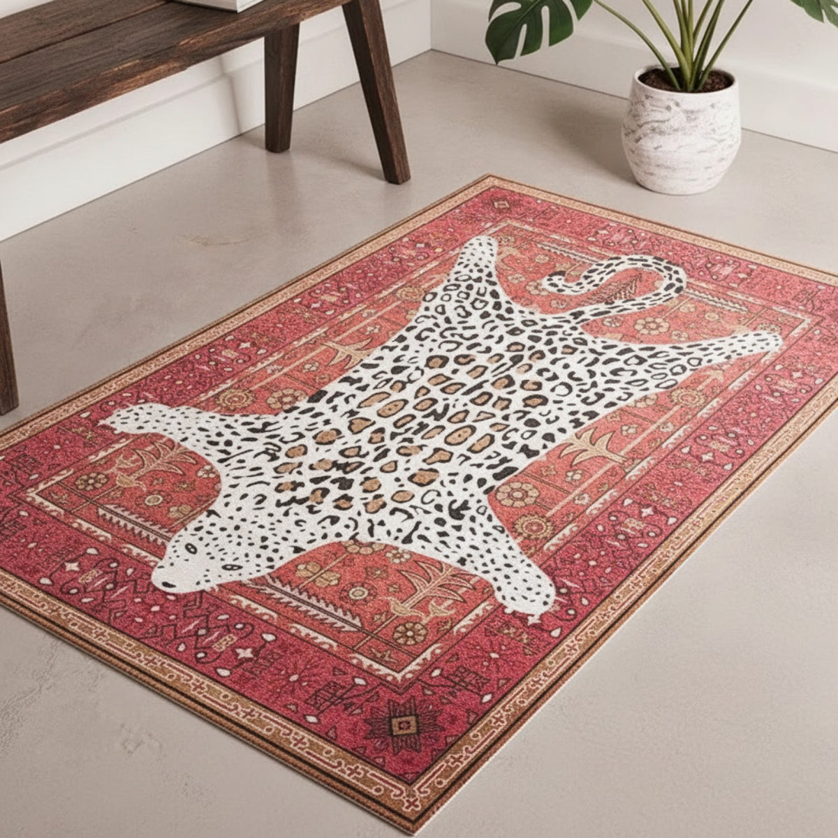 Tapis Marocain Ethnique Doux et Lavable pour Salon et Chambre