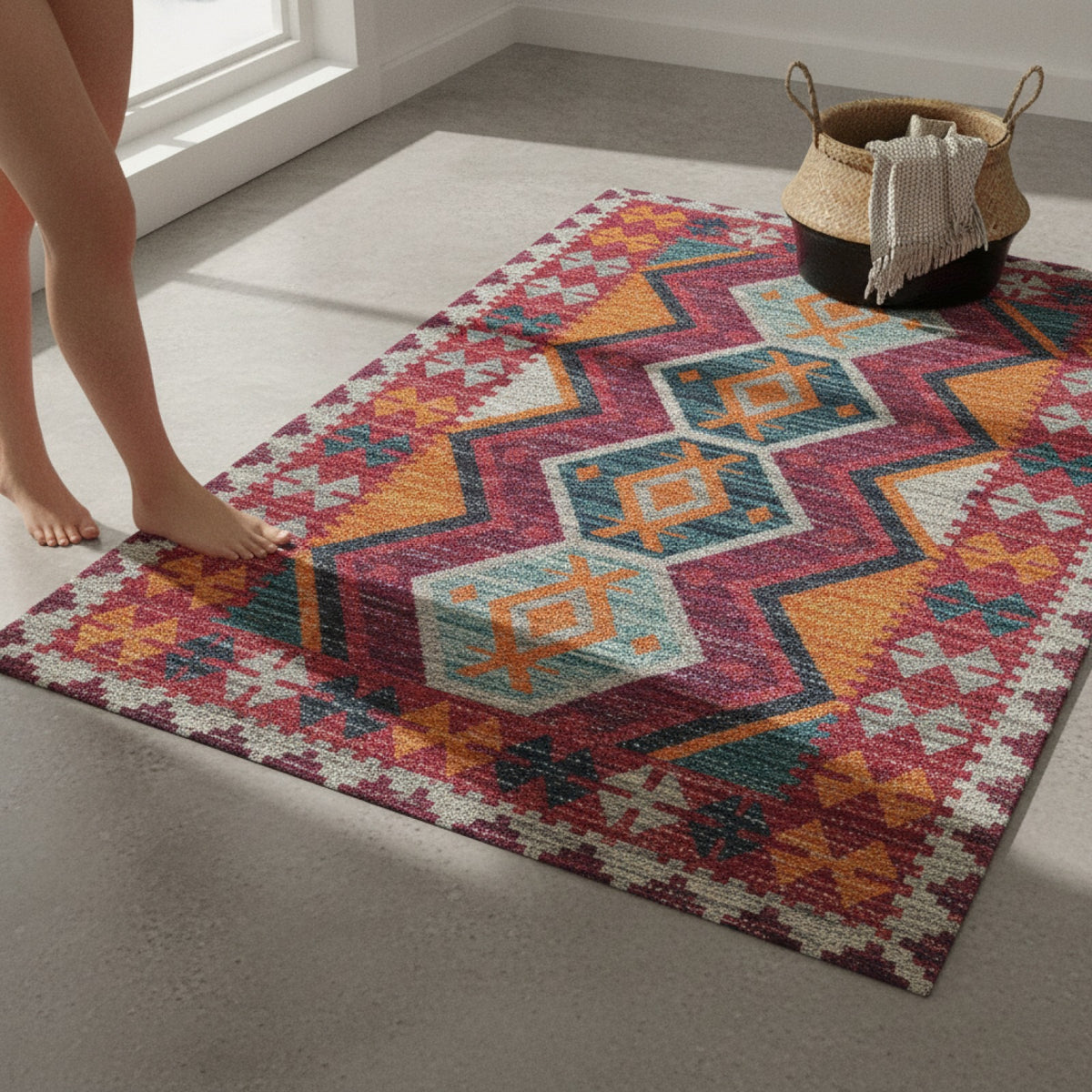 Tapis Bohème Ethnique Grande Taille pour Salon et Chambre - Style Marocain