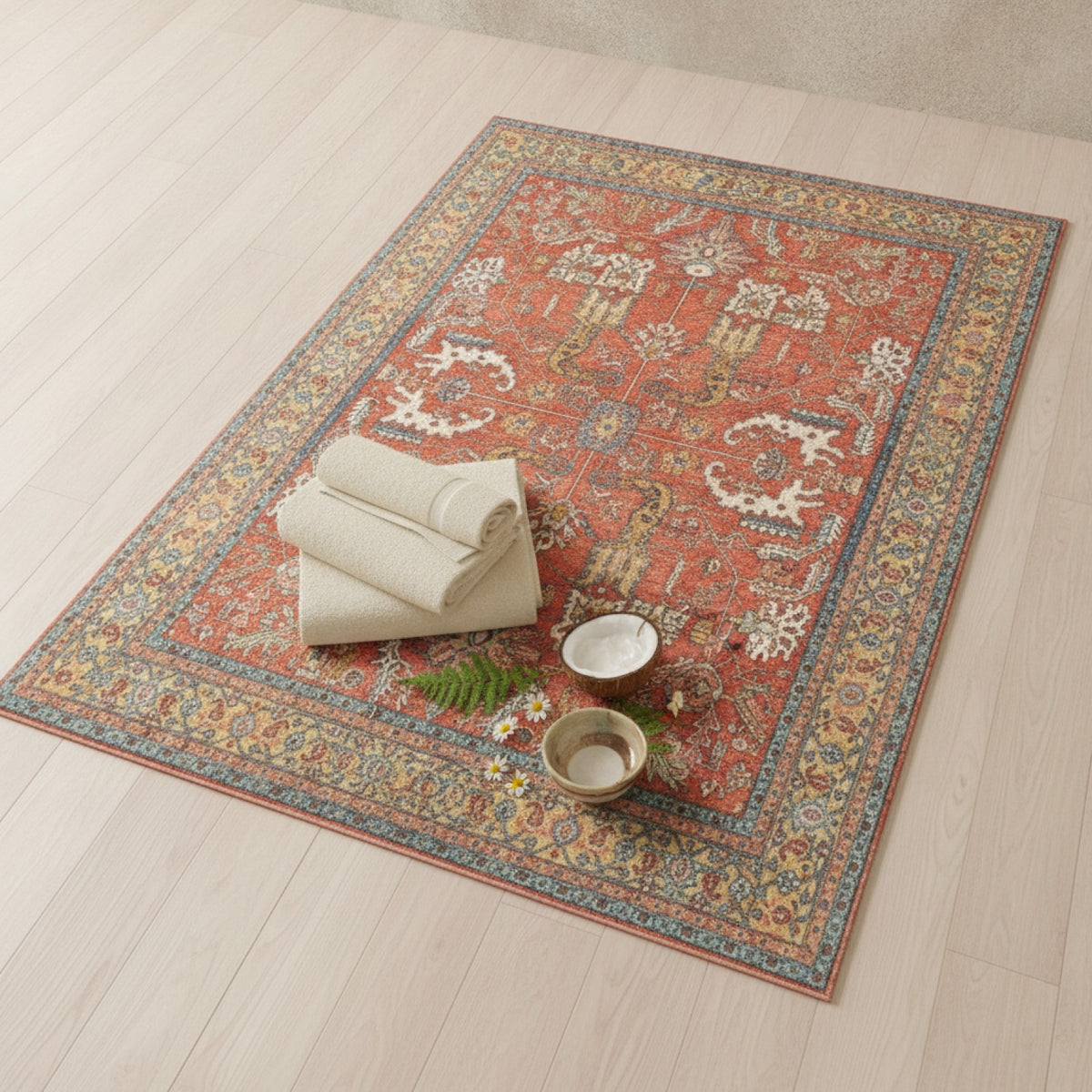 Tapis Ethnique Rétro Style Boho pour Salon et Chambre - Décoration Marocaine Grand Format