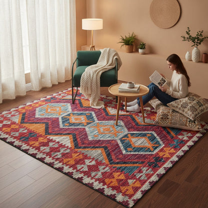 Tapis Bohème Ethnique Grande Taille pour Salon et Chambre - Style Marocain