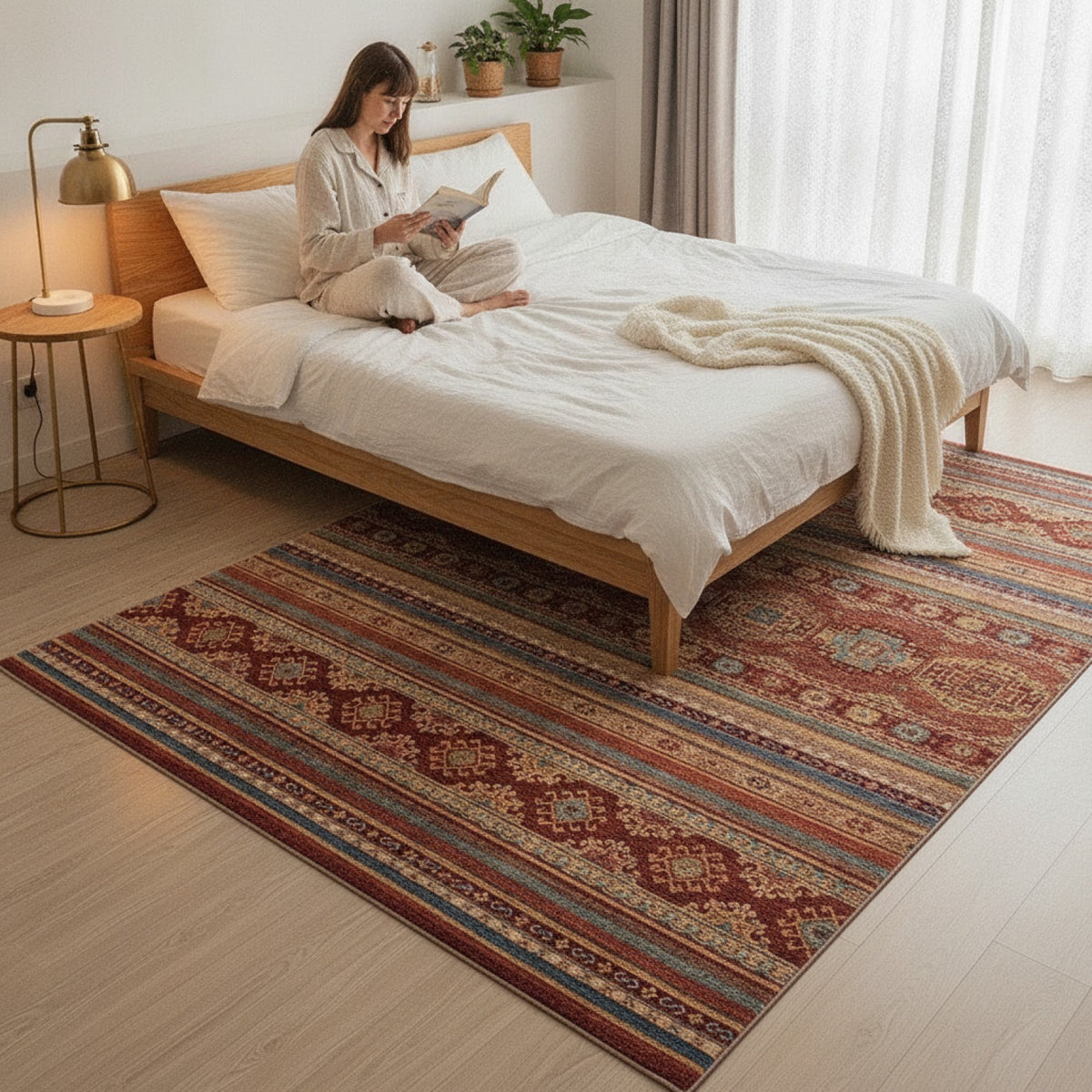 Tapis Marocain Bohème Ethnique pour Salon & Chambre - Polyvalent et Lavable