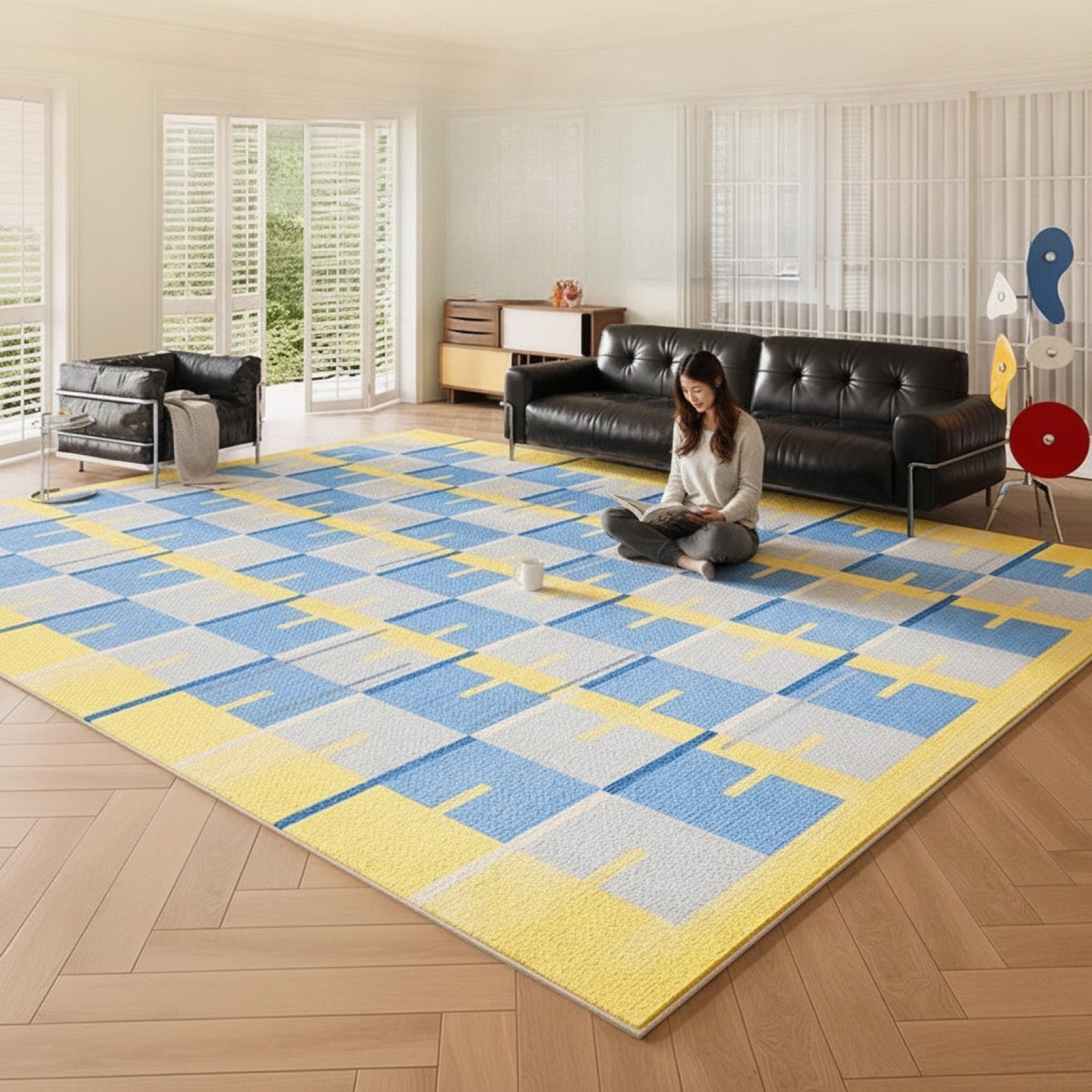 Tapis Marocain Vert Moelleux pour Salon et Chambre - Grande Surface, Doux et Lavable