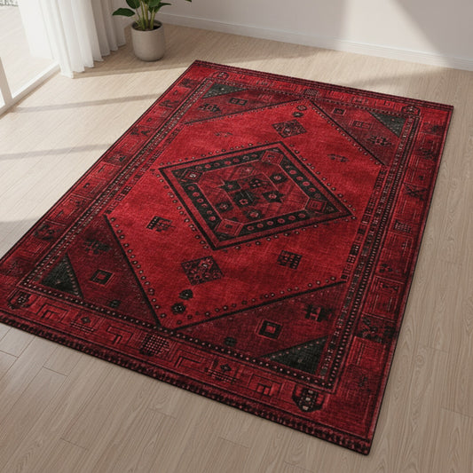 Tapis Bohème Marocain Antidérapant en Velours pour Entrée, Salon et Chambre