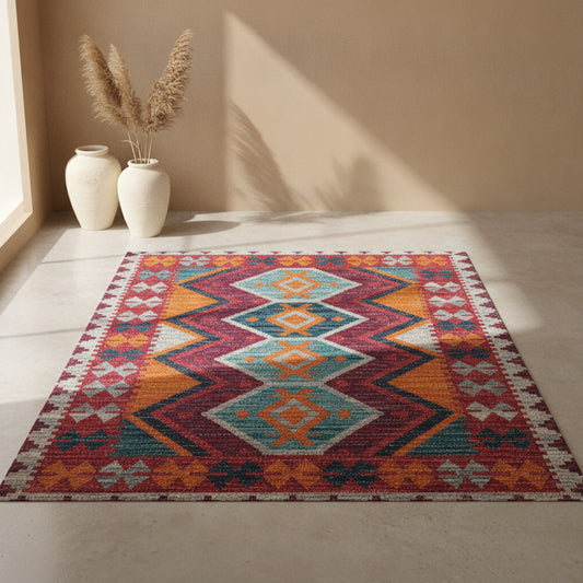 Tapis Bohème Ethnique Grande Taille pour Salon et Chambre - Style Marocain