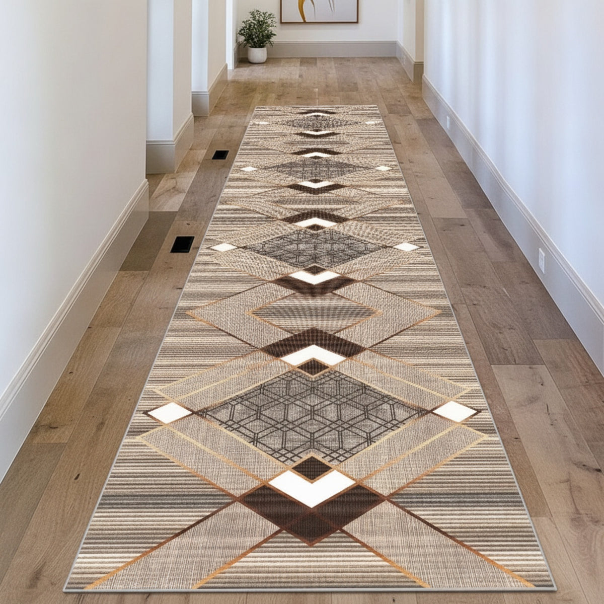 Tapis de couloir géométrique marocain antidérapant - Long pour cuisine, buanderie, chambre