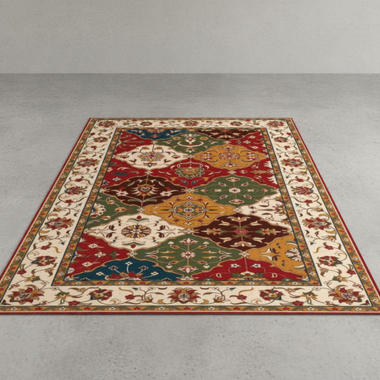 Tapis Marocain Vintage Rouge Style Persan Bohème - Antidérapant pour Salon & Chambre