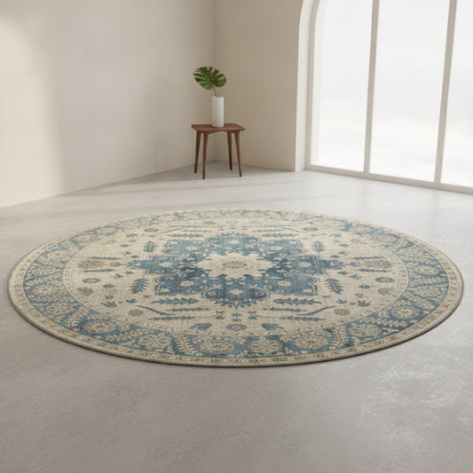 Tapis Rond Style Marocain pour Salon et Chambre - Décoration Moderne et Lavable